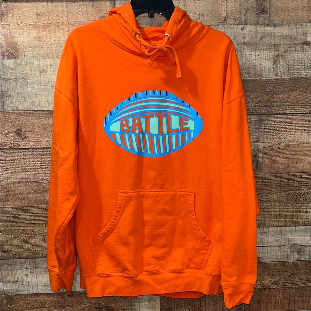 Men's Orange BATTLE Hoodie size XL